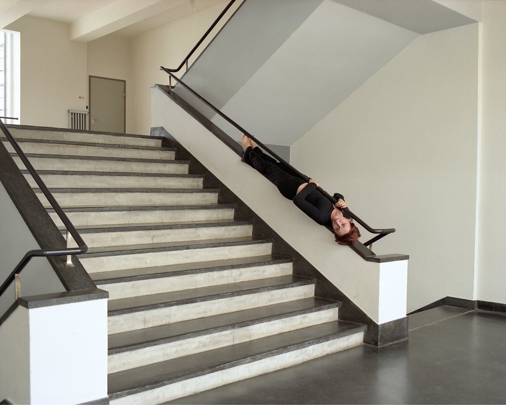 Arta, Bauhaus student and urbanist, staircase, Bauhaus Dessau, 07/06